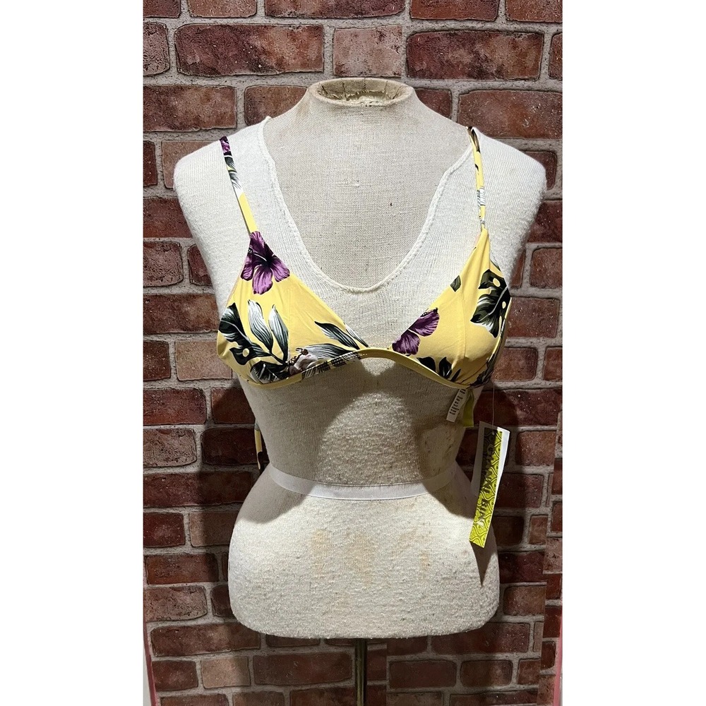 NWT Gianni Bini Women Swim Bikini Top Multicolor Floral Size S Adjustable Straps